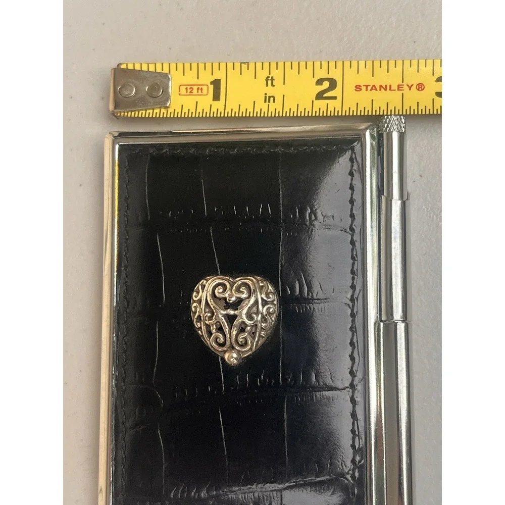 Brighton Black Croc Embossed Notepad Memo Holder Heart Pen Desk Accessory